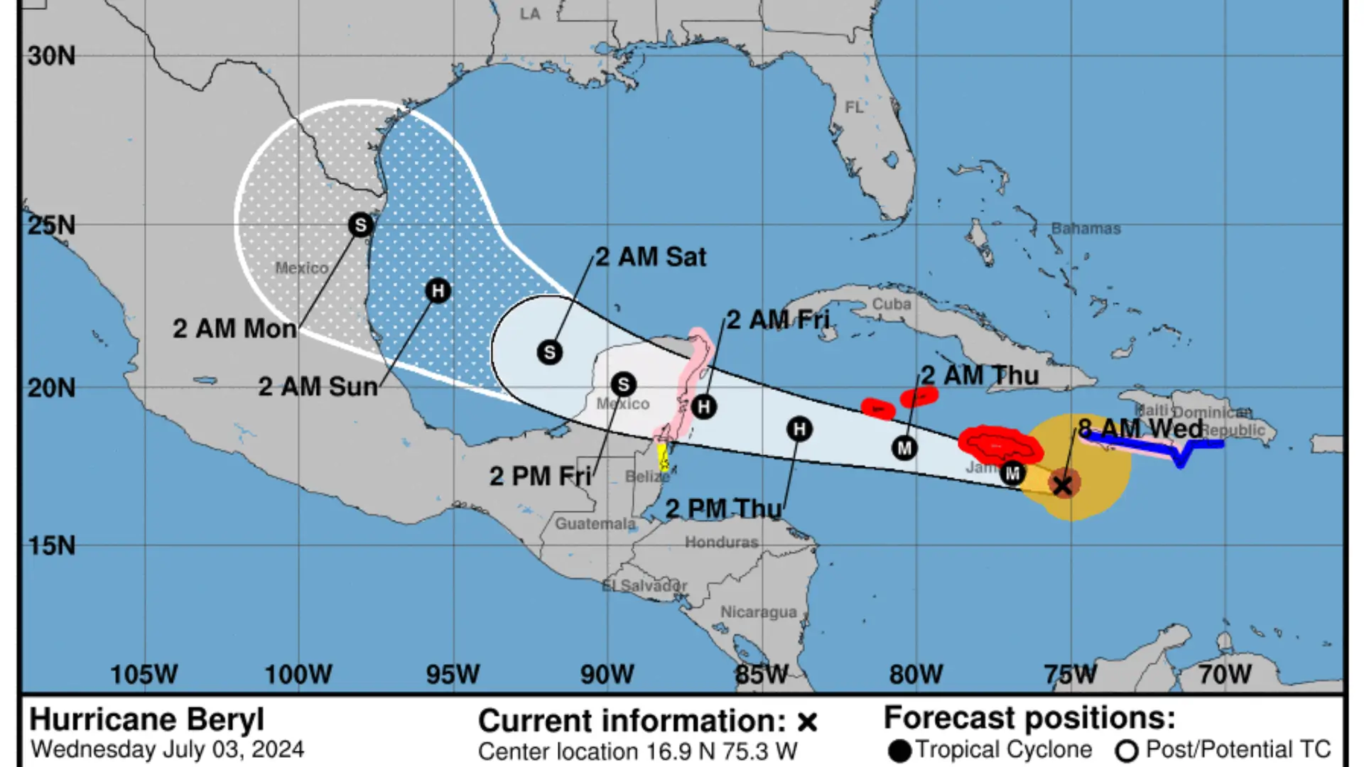 Beryl pasará a unos 300 kilómetros de Honduras de acuerdo a reportes de expertos en clima.