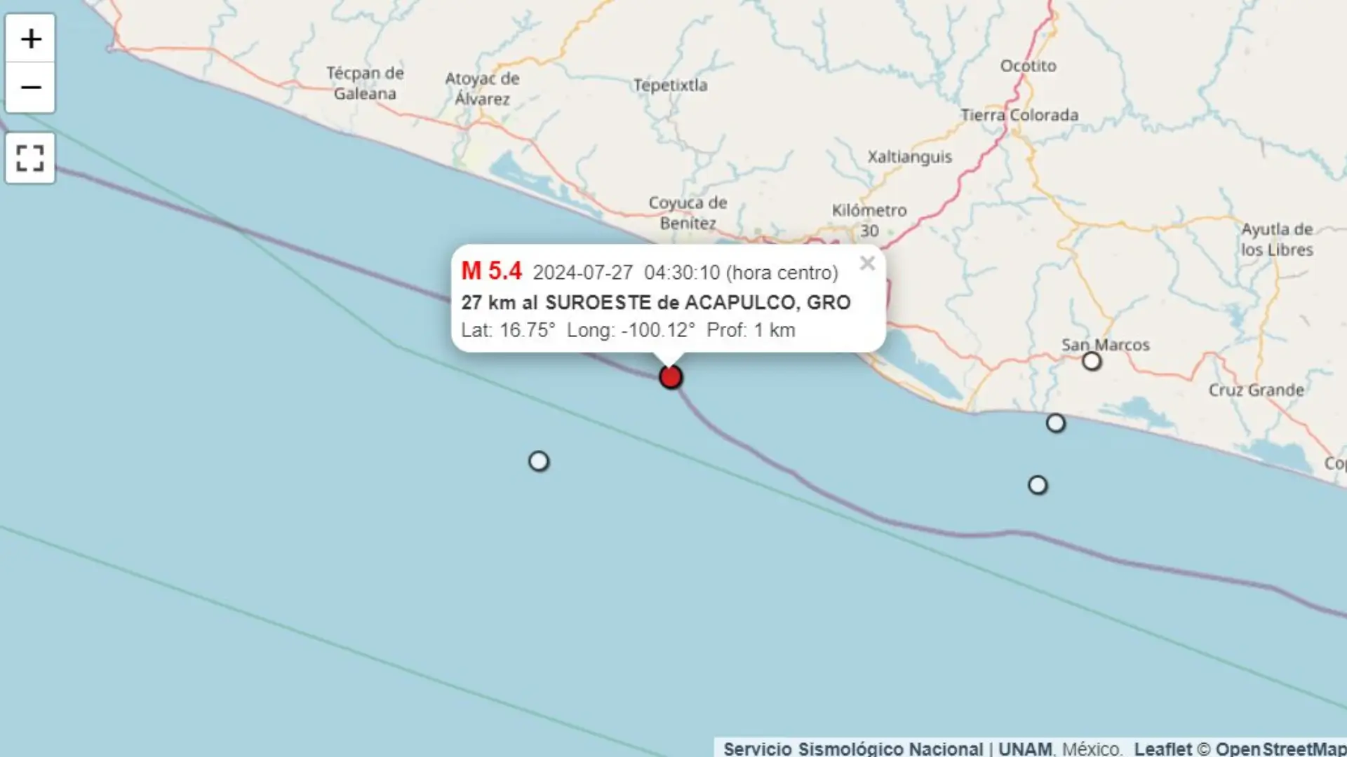 Se reporta sismo en Acapulco.