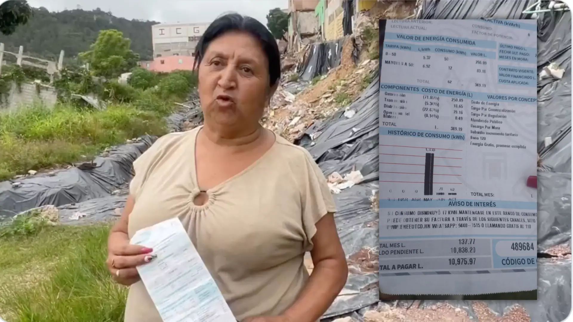 Pago de recibo eléctrico por 11 mil lempiras para vecina de la colonia Guillén.