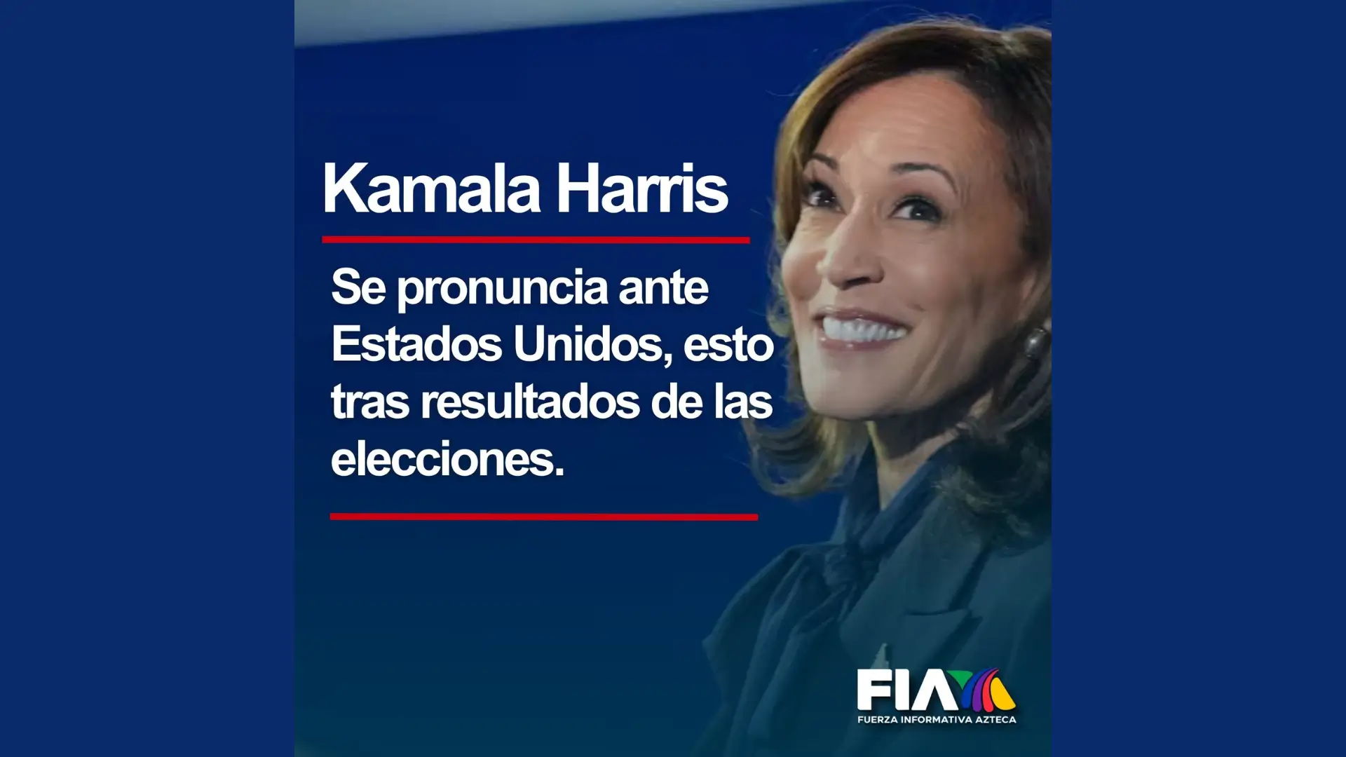 Kamala Harris se pronuncia ante Estados Unidos, tras resultados de elecciones electorales.