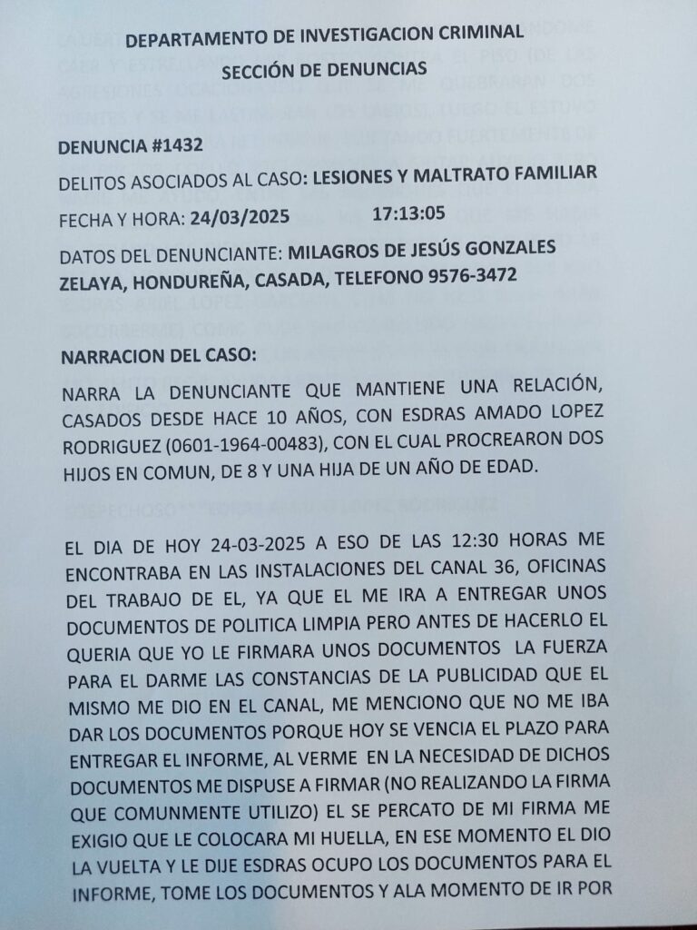 Esdras Amado López: ¿Qué dice la denuncia de su esposa?