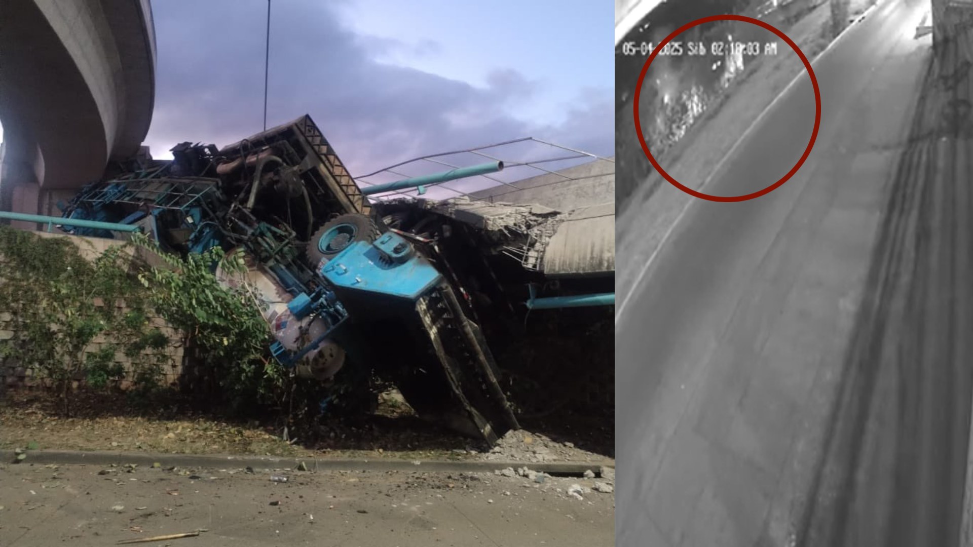 VIDEO | Cámaras captan desplome de puente Juan Manuel Gálvez tras paso de camión pesado