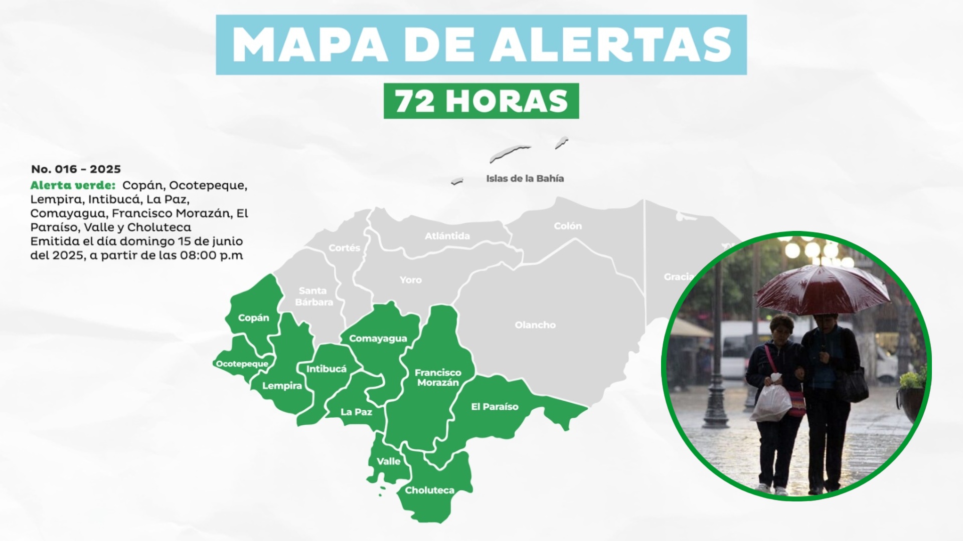 Copeco pronostica lluvias con actividad eléctrica para hoy en varias zonas del país