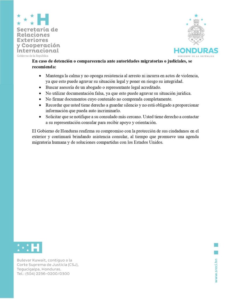 Hondureños detenidos por el ICE: recomendaciones a seguir