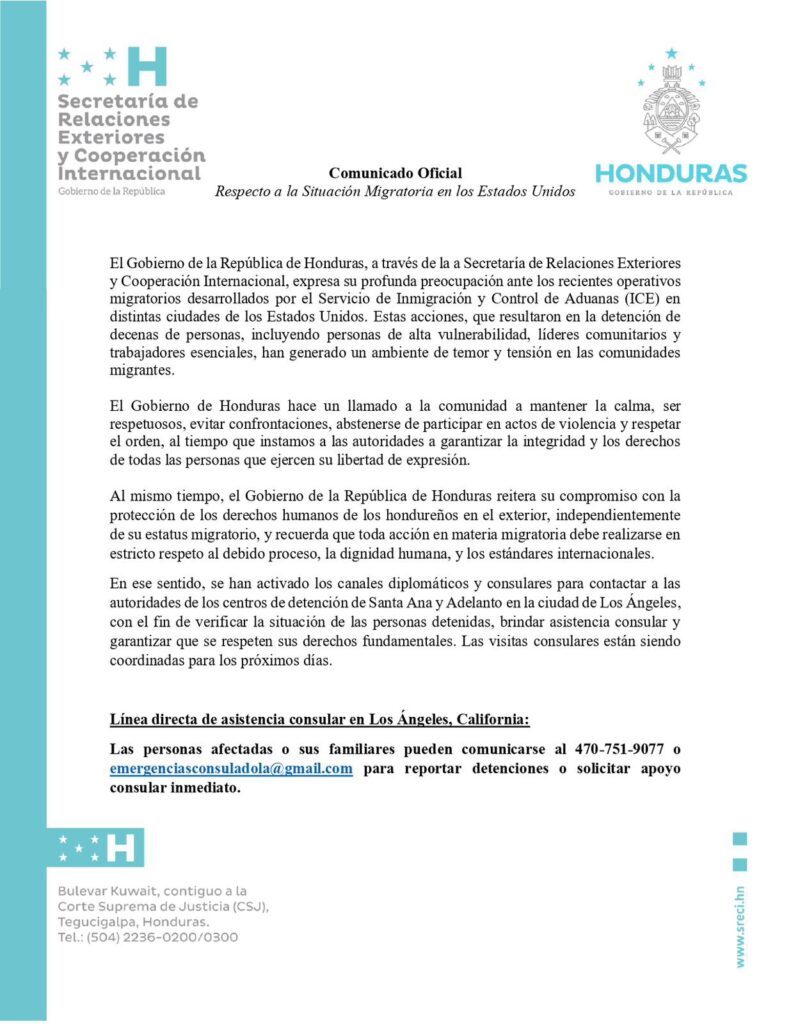 Hondureños detenidos por el ICE: recomendaciones a seguir