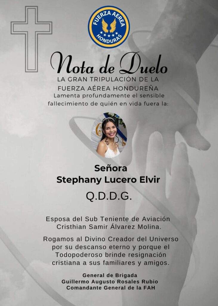 Nota de duelo de Stephany Elvir.