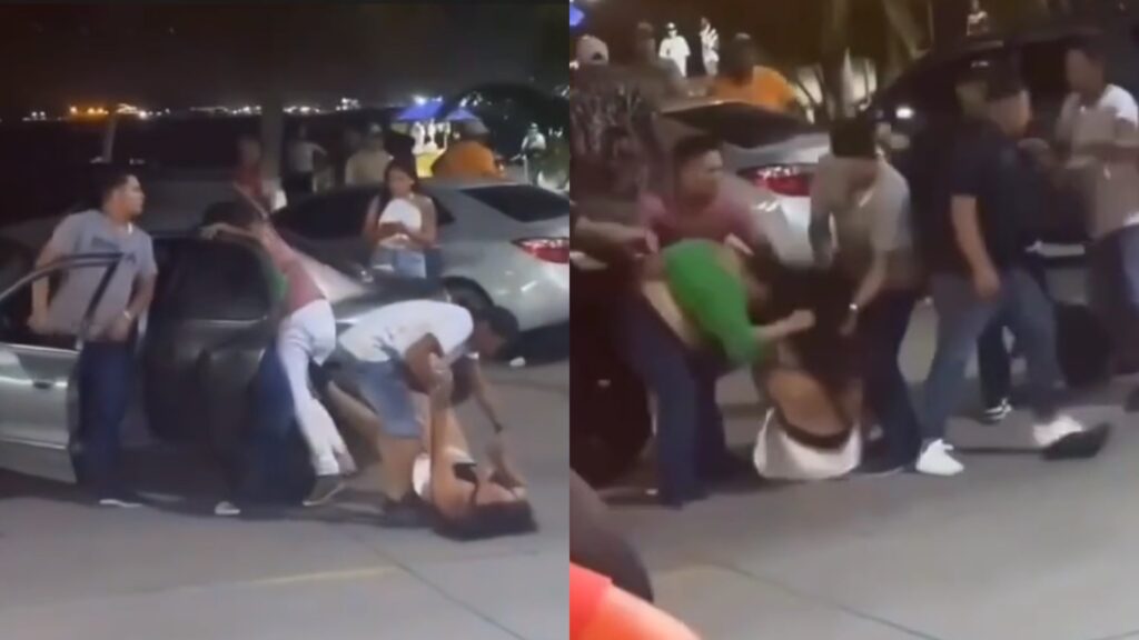 Graban a hombre que golpeó a mujeres durante una discusión en Puerto Cortés (VIDEO)