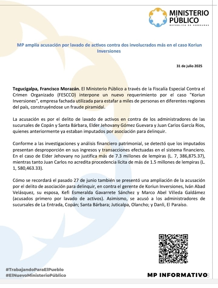 Afectados por Koriun Inversiones protestan frente a Casa Presidencial; MP amplía acusación contra dos implicados en el caso