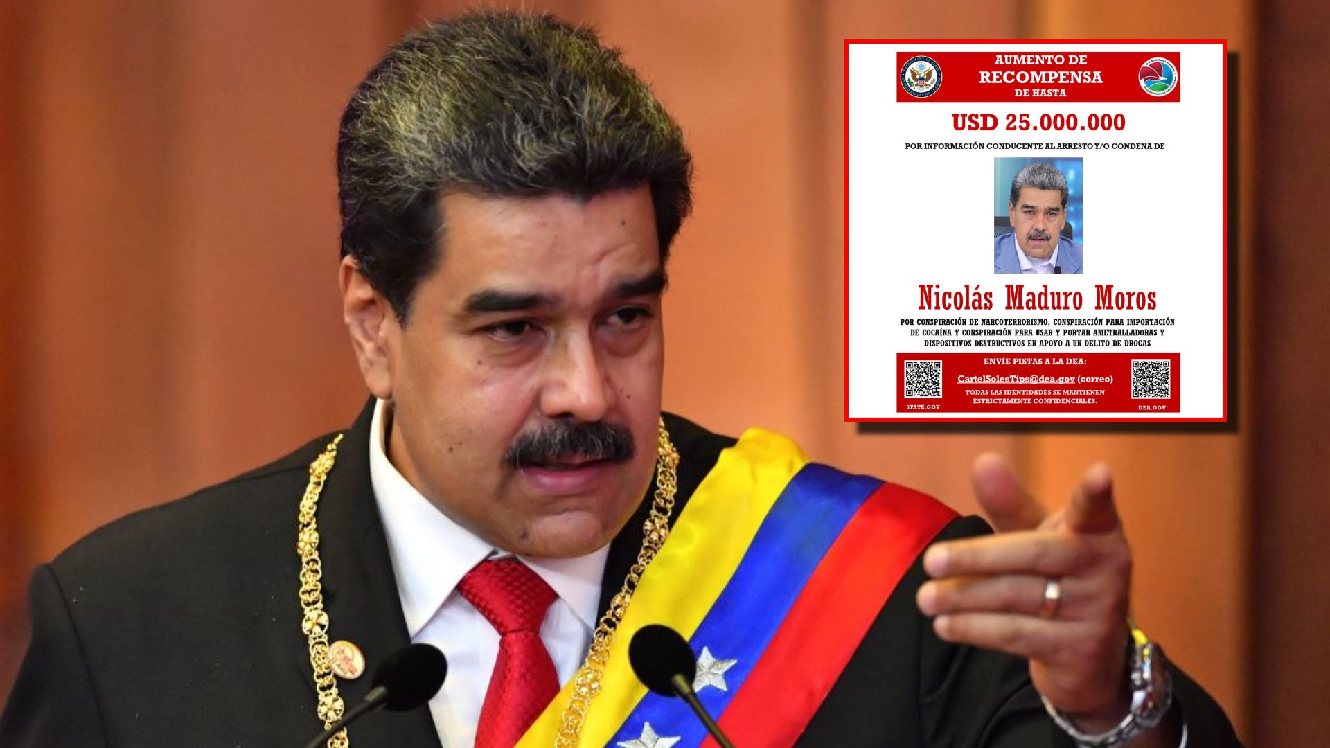 Nicolás Maduro: DEA reitera recompensa de 25 millones