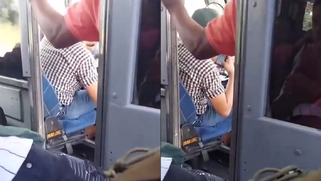 Busero genera controversia por usar el celular mientras maneja