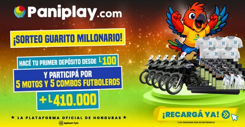 Paniplay.com, la plataforma oficial de Lotería Nacional, lanza el increíble Sorteo Guarito Millonario, una promoción donde tu primer depósito puede llevarte a ganar más de 400,000 lempiras en premios