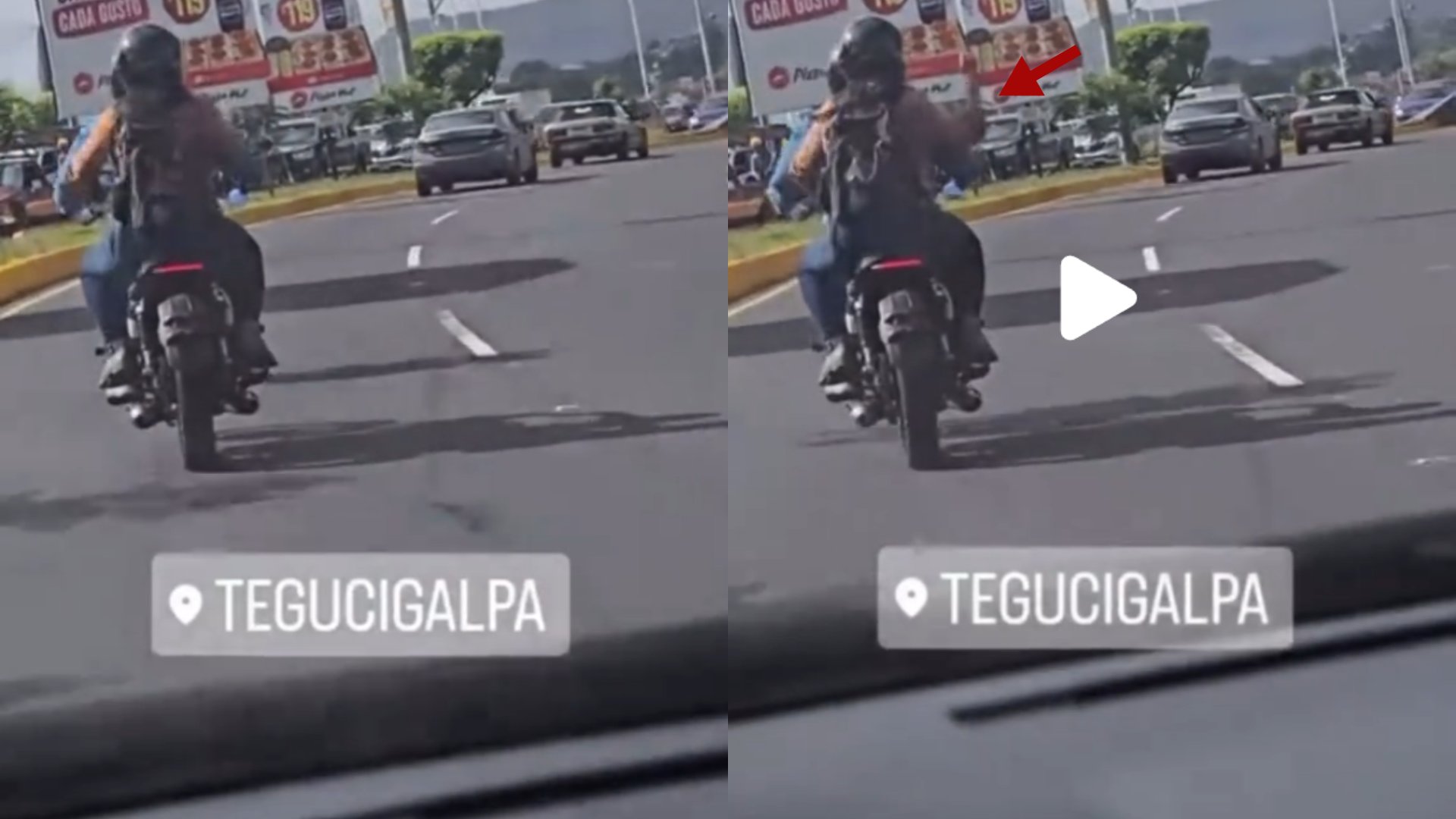 Pelea en Tegucigalpa: captan a pareja agrediéndose en moto