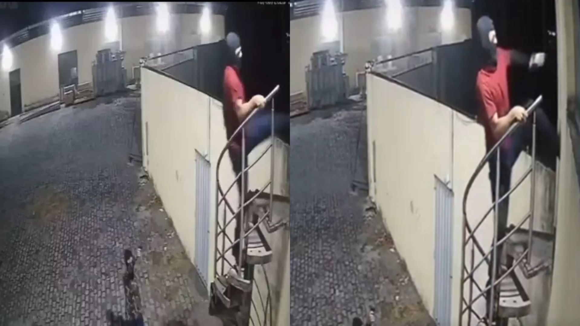 Imágenes sensibles: Ladrones intentan asaltar caseta; vigilante los recibe a tiros