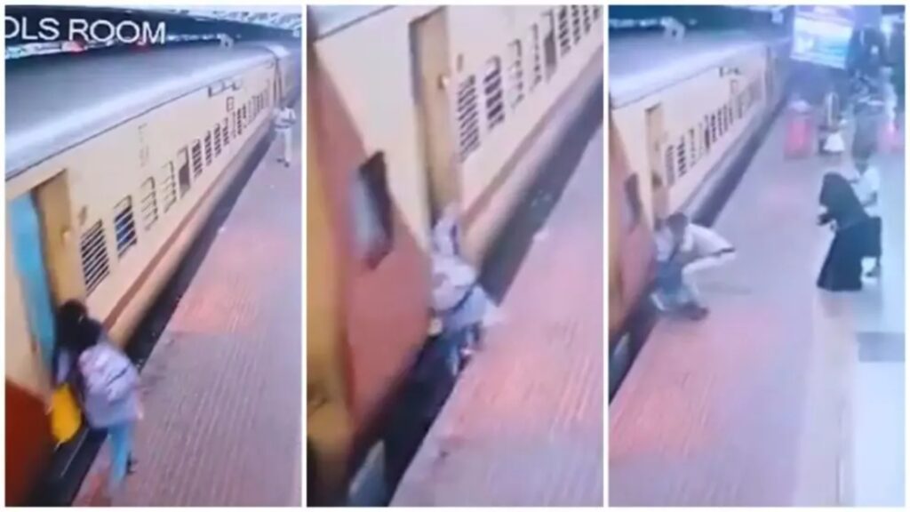 India: empleado salva a una mujer que cayó de tren en movimiento