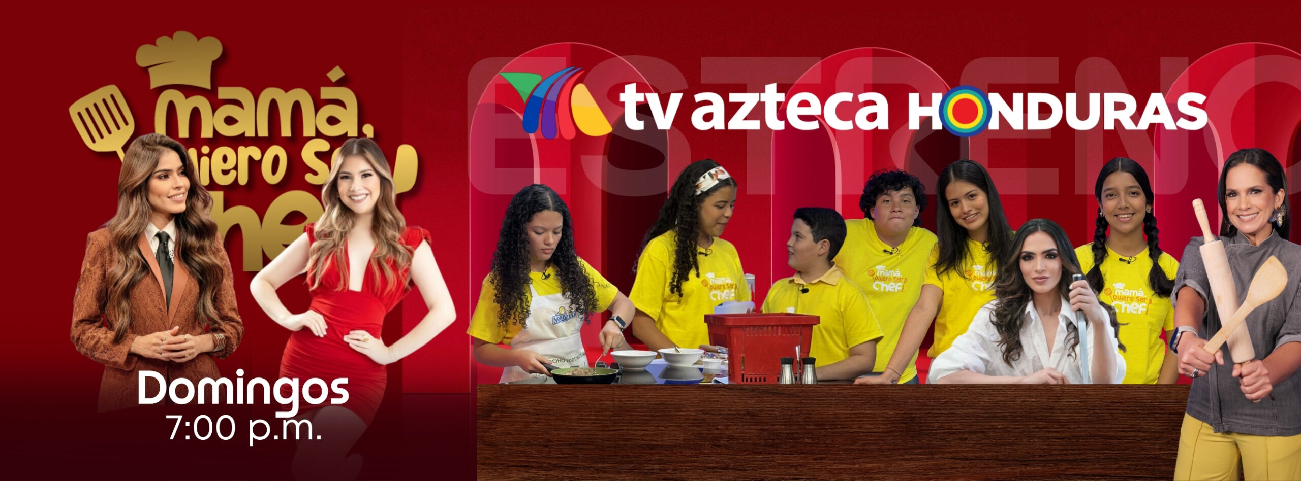 Estreno del programa Mamá Quiero Ser Chef en TV Azteca Honduras, con niños cocinando en vivo los domingos a las 7:00 p.m.